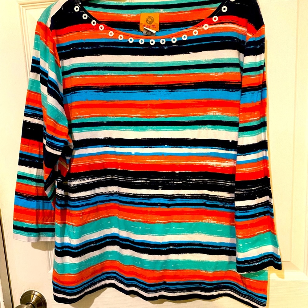 Ladies multi-color striped blouse